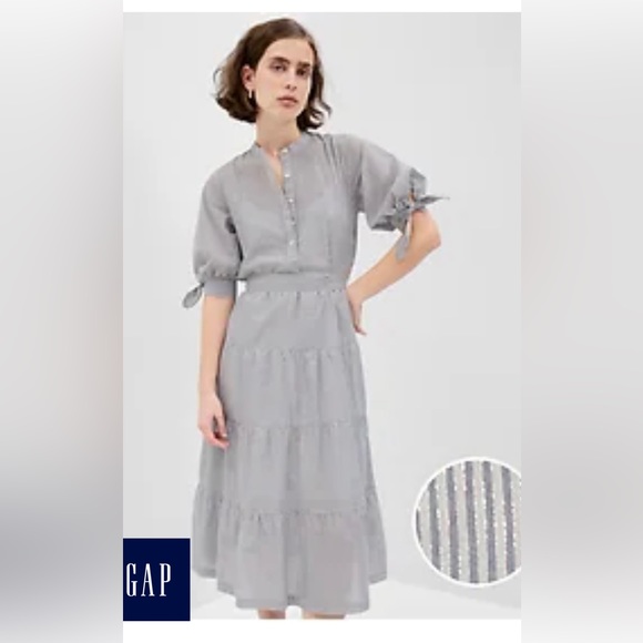 Gap popover metallic striped midi dress size M - Picture 1 of 1